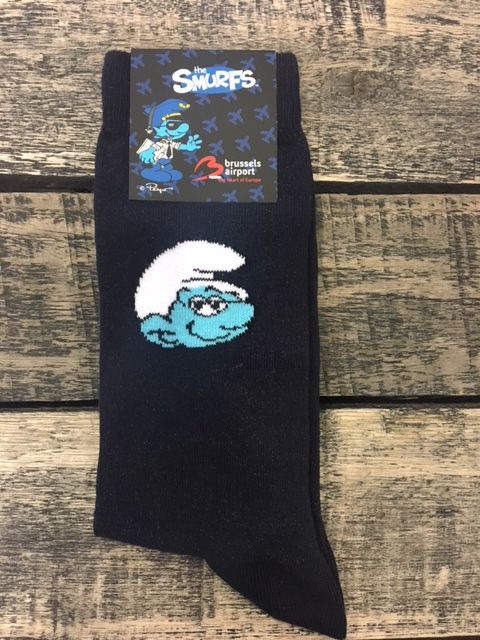 Sokken - custom made geklede sokken met kopkaart van 'the smurfs'